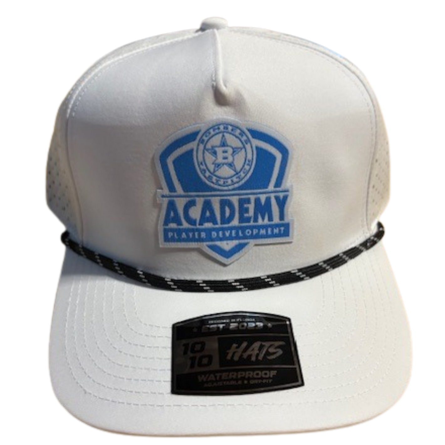 BFP 5-PANEL WHITE ROPE / BLUE ACADEMY PATCH HAT