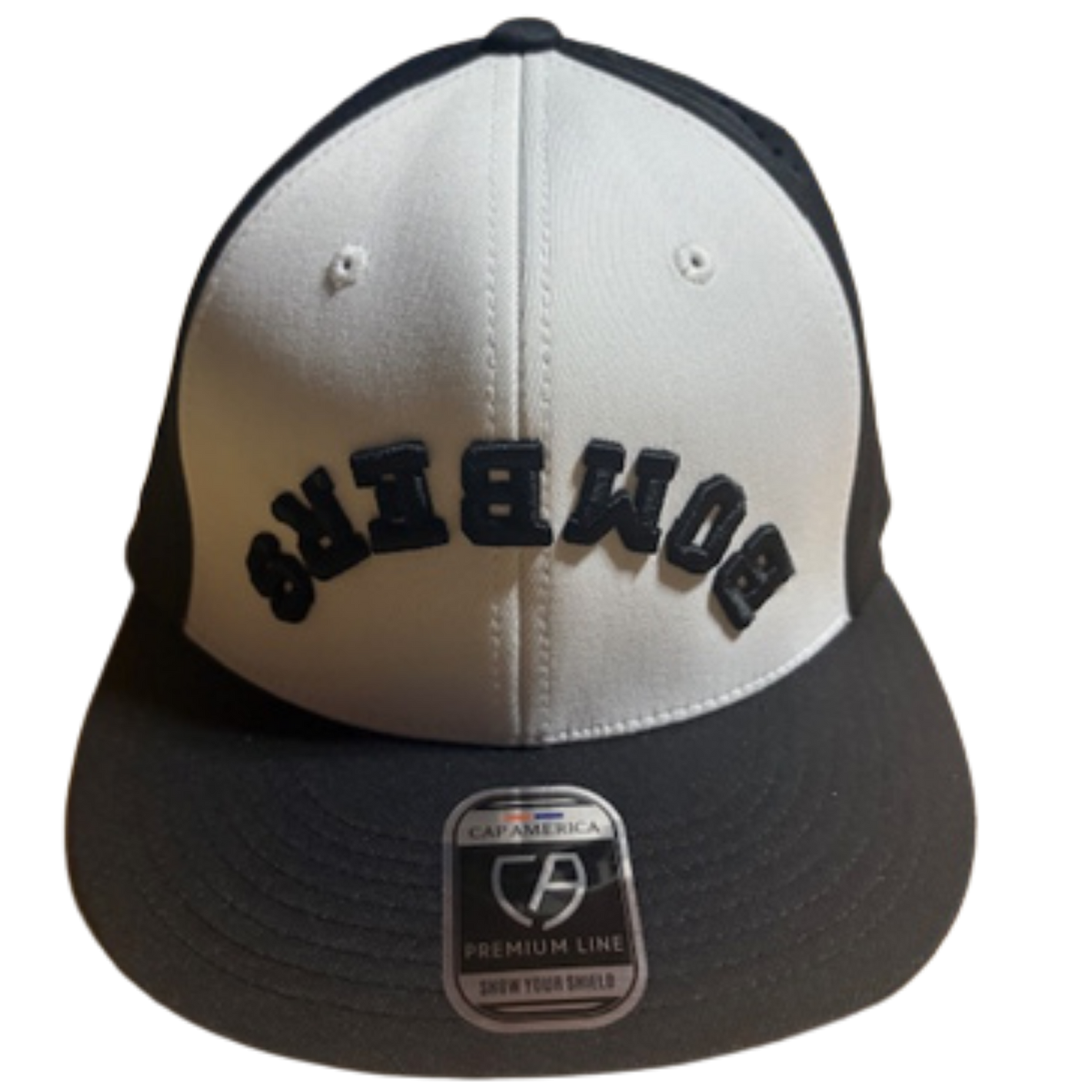 BFP FITTED BACKWARDS BOMBERS WHITE/BLACK HAT