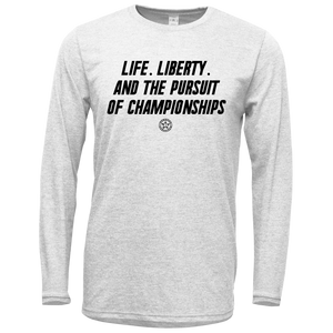BFP LONG SLEEVE POLY-BLEND - LIFE-LIBERTY-CHAMPS LOGO