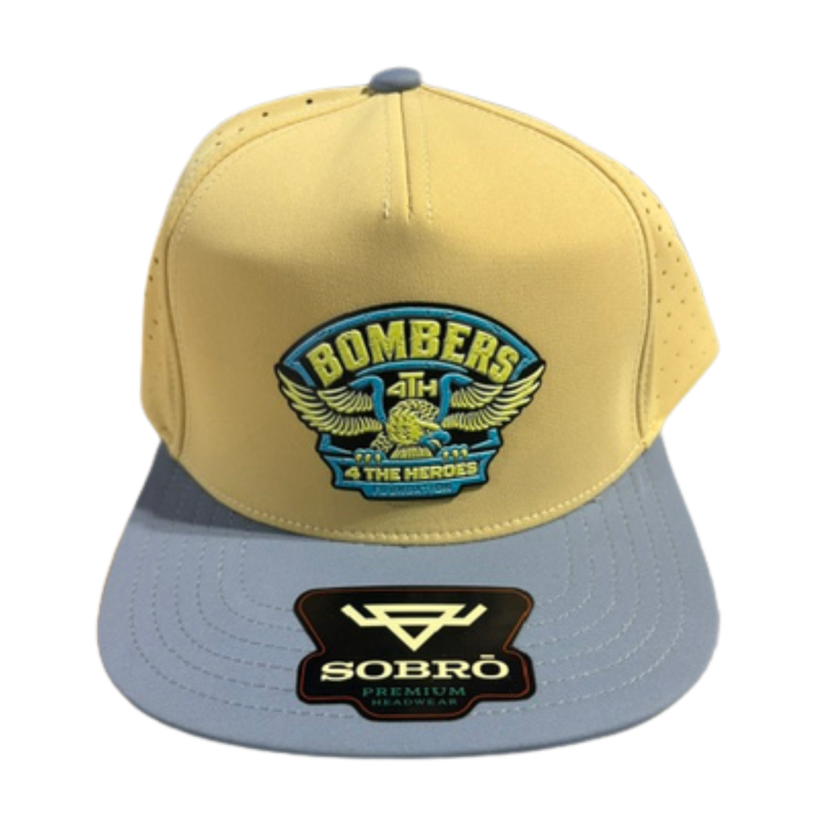 33 - BOMBER COLLECTION SOBRO HAT - SAND-SALTY BLUE/ YELLOW-BLUE EAGLE PATCH UVDTF RUBBER PATCH
