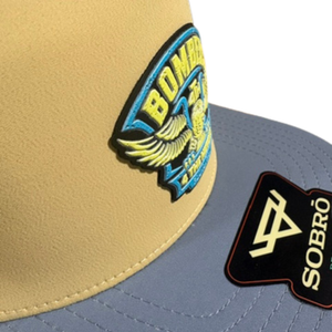 33 - BOMBER COLLECTION SOBRO HAT - SAND-SALTY BLUE/ YELLOW-BLUE EAGLE PATCH UVDTF RUBBER PATCH