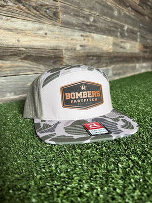 BFP MARSH DUCK CAMO/ LODEN 7-PANEL HAT - BROWN/BLACK LEATHER PATCH