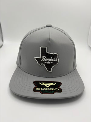 33 - BOMBER COLLECTION SOBRO HAT - GREY / BLACK TEXAS UVDTF RUBBER PATCH