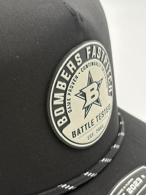 33 - BOMBER COLLECTION 1010 HAT - BLACK ROPE / BATTLE TESTED UVDTF RUBBER PATCH