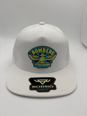 33 - BOMBER COLLECTION SOBRO HAT - WHITE/ YELLOW-BLUE EAGLE PATCH UVDTF RUBBER PATCH