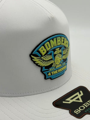 33 - BOMBER COLLECTION SOBRO HAT - WHITE/ YELLOW-BLUE EAGLE PATCH UVDTF RUBBER PATCH