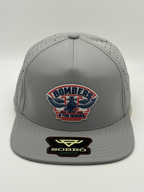 33 - BOMBER COLLECTION SOBRO HAT - GREY/ BLUE-RED EAGLE PATCH UVDTF RUBBER PATCH