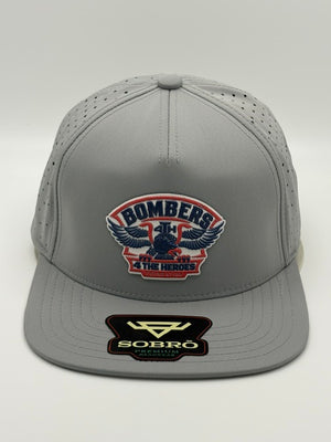 33 - BOMBER COLLECTION SOBRO HAT - GREY/ BLUE-RED EAGLE PATCH UVDTF RUBBER PATCH