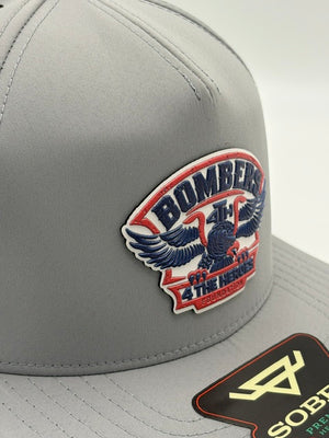 33 - BOMBER COLLECTION SOBRO HAT - GREY/ BLUE-RED EAGLE PATCH UVDTF RUBBER PATCH